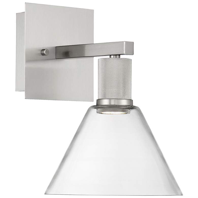 Image 1 Port Nine Martini LED Wall Sconce - Brushed Steel - Clear Glass