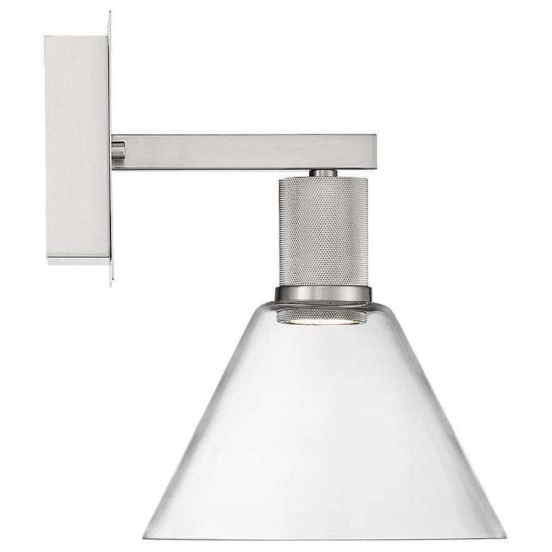 Image 3 Port Nine Martini LED Wall Sconce - Brushed Steel - Clear Glass more views