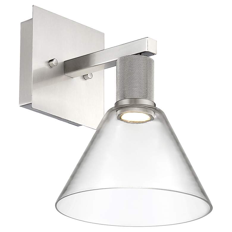 Image 4 Port Nine Martini LED Wall Sconce - Brushed Steel - Clear Glass more views