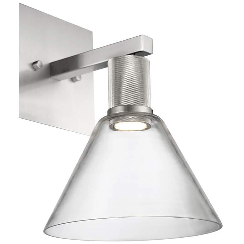 Image 5 Port Nine Martini LED Wall Sconce - Brushed Steel - Clear Glass more views