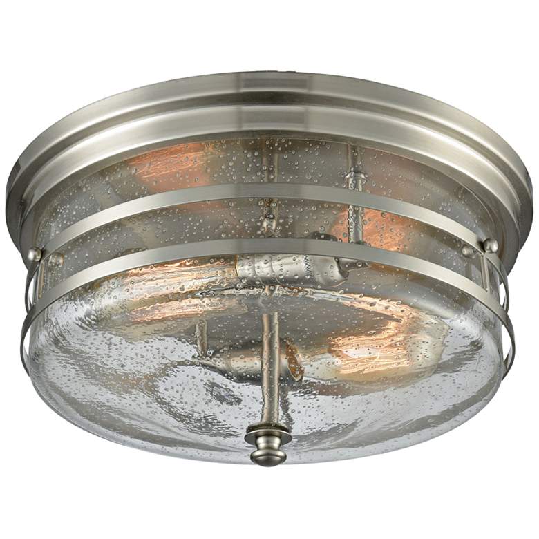 Image 1 Port O' Connor 14" Wide Satin Nickel 2-Light Ceiling Light