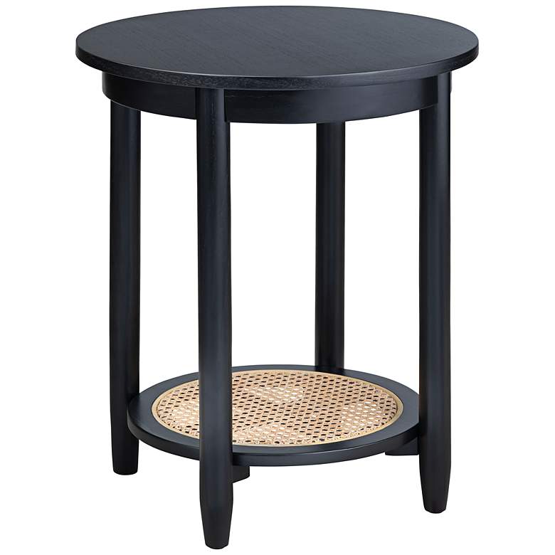 Image 3 Port Royal 20" Wide Painted Black Wood Round End Table