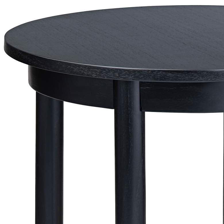 Image 4 Port Royal 20" Wide Painted Black Wood Round End Table more views