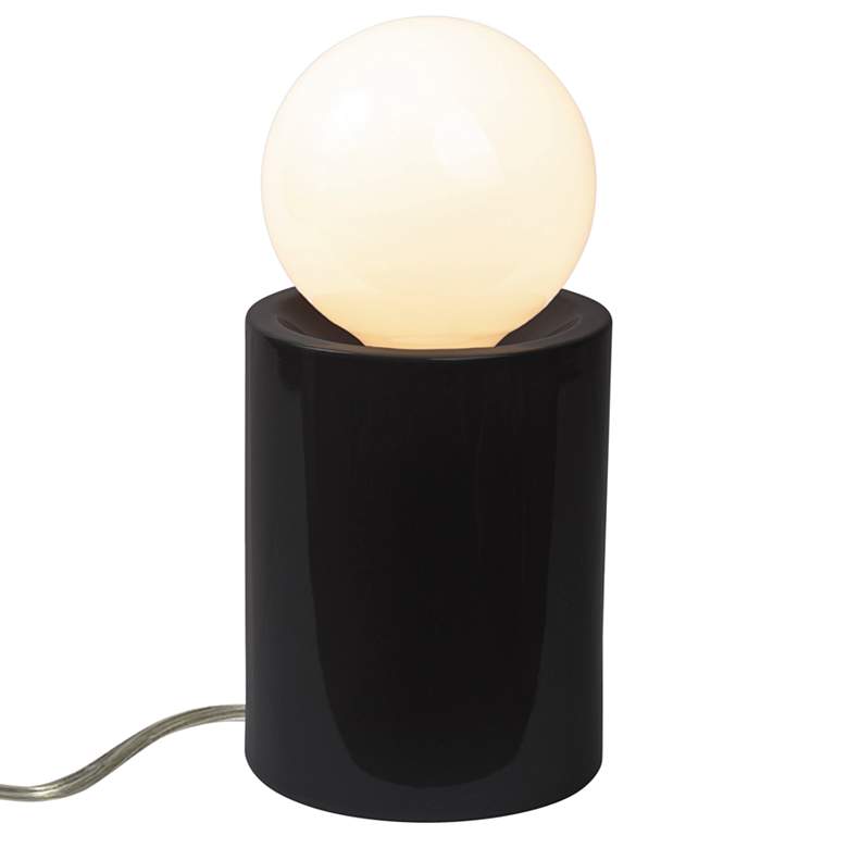 Image 1 Portable 11 1/2" High Gloss Black Ceramic Accent Table Lamp