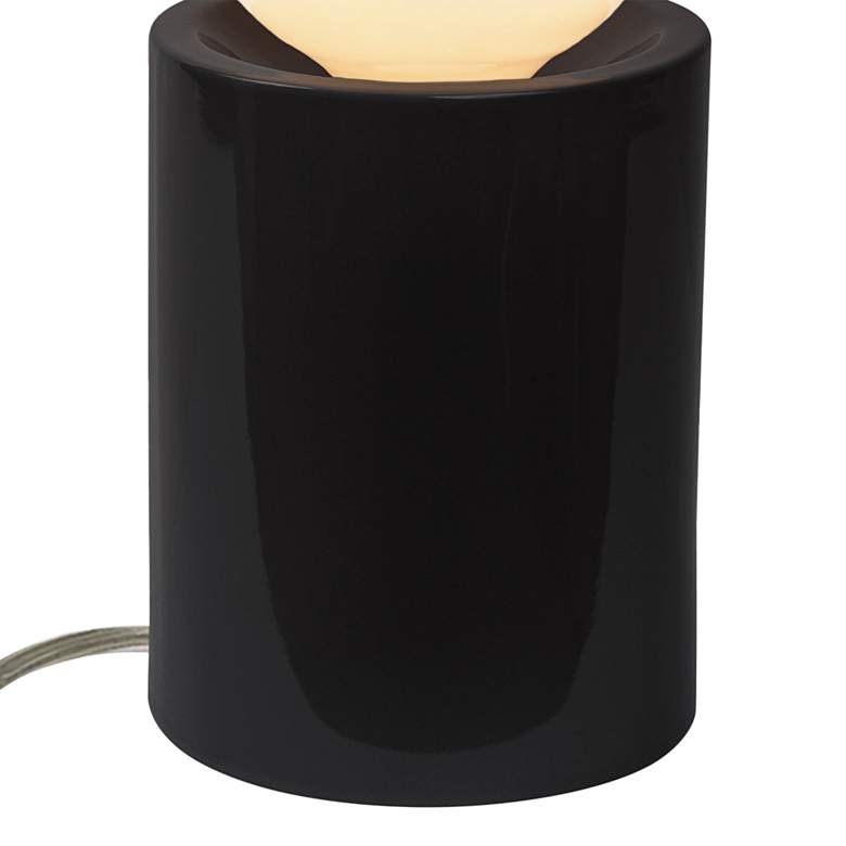 Image 3 Portable 11 1/2" High Gloss Black Ceramic Accent Table Lamp more views