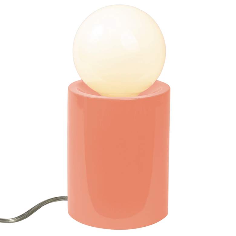 Image 1 Portable 11 1/2" High Gloss Blush Ceramic Accent Table Lamp
