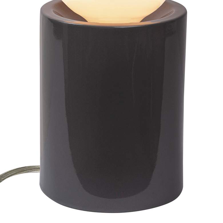 Image 4 Portable 11 1/2 inch High Gloss Gray Ceramic Accent Table Lamp more views