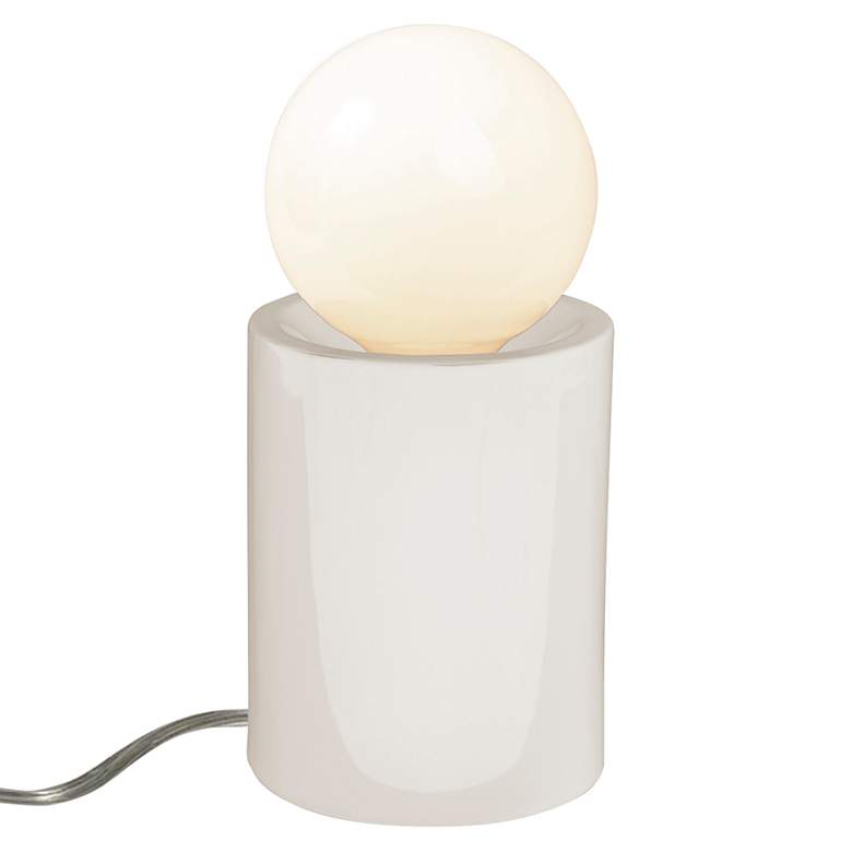 Image 1 Portable 11 1/2" High Gloss White Ceramic Accent Table Lamp