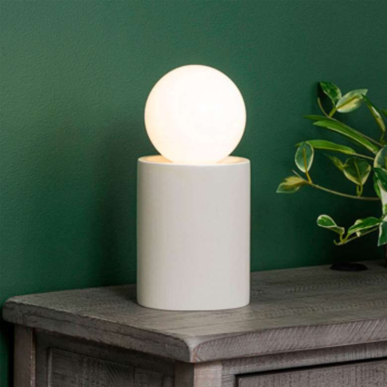 Image 1 Portable 11 1/2" High Matte White Ceramic Accent Table Lamp