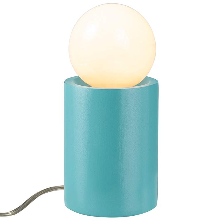 Image 1 Portable 11 1/2" High Reflecting Pool Blue Ceramic Accent Table Lamp