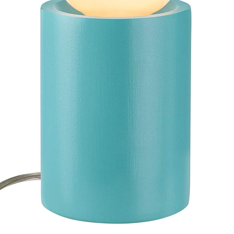 Image 3 Portable 11 1/2 inch High Reflecting Pool Blue Ceramic Accent Table Lamp more views
