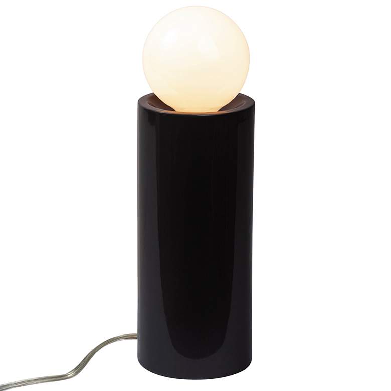 Image 1 Portable 16 1/2" High Gloss Black Ceramic Accent Table Lamp