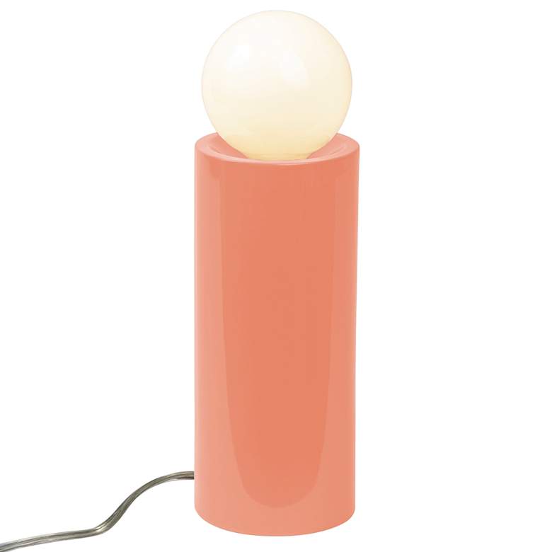 Image 1 Portable 16 1/2 inch High Gloss Blush Ceramic Accent Table Lamp