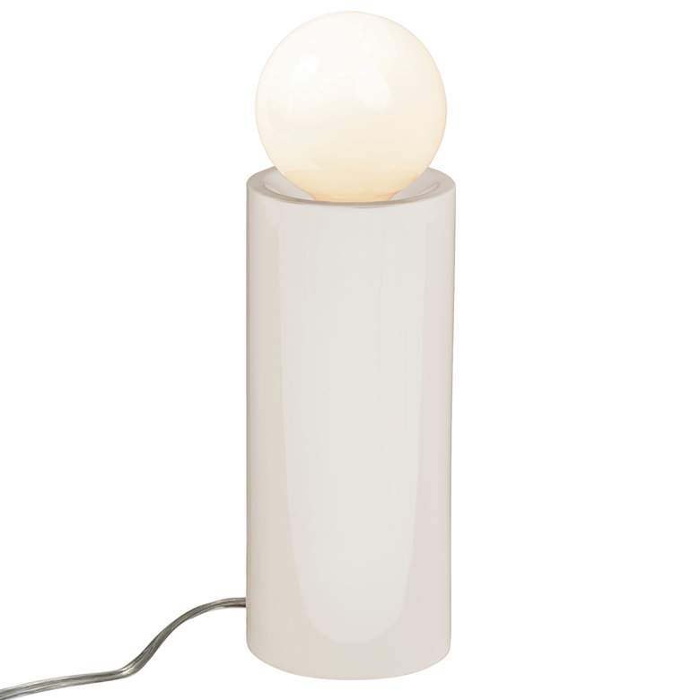 Image 1 Portable 16 1/2 inch High Gloss White Ceramic Accent Table Lamp
