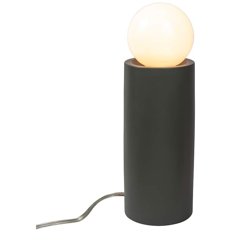 Image 2 Portable 16 1/2" High Pewter Green Ceramic Accent Table Lamp