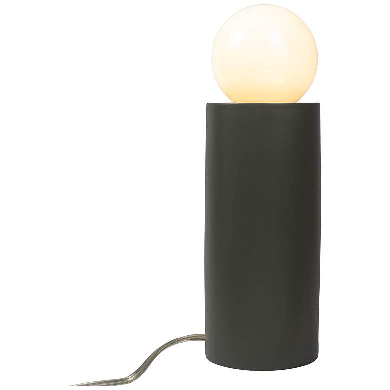 Image 3 Portable 16 1/2" High Pewter Green Ceramic Accent Table Lamp more views