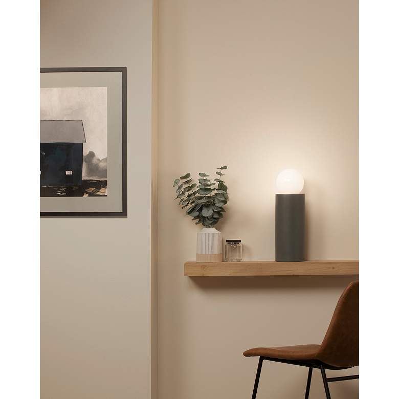 Image 5 Portable 16 1/2" High Pewter Green Ceramic Accent Table Lamp more views