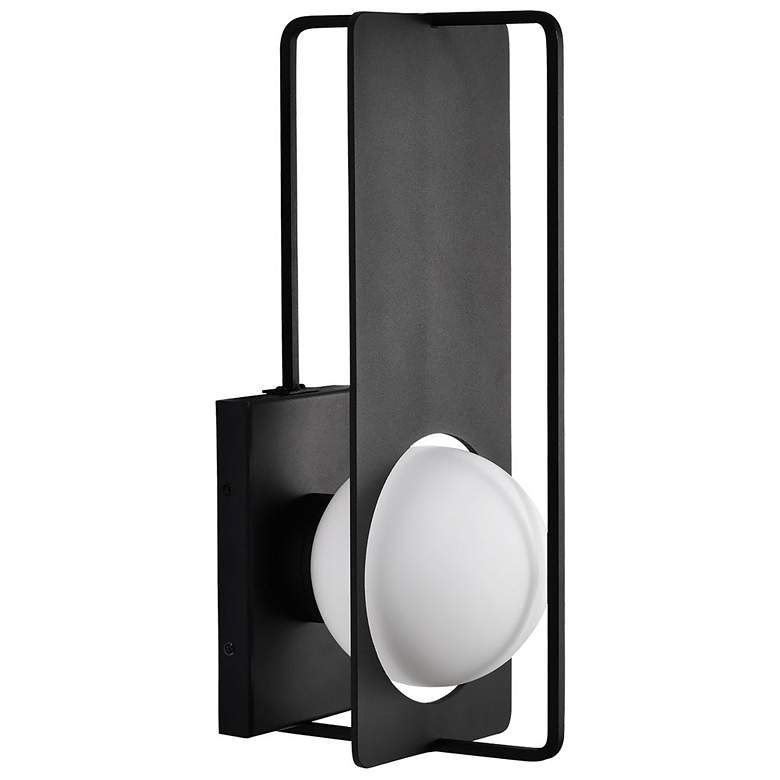 Image 1 Portal; 6W LED; Large Wall Lantern; Matte Black with White Opal Glass