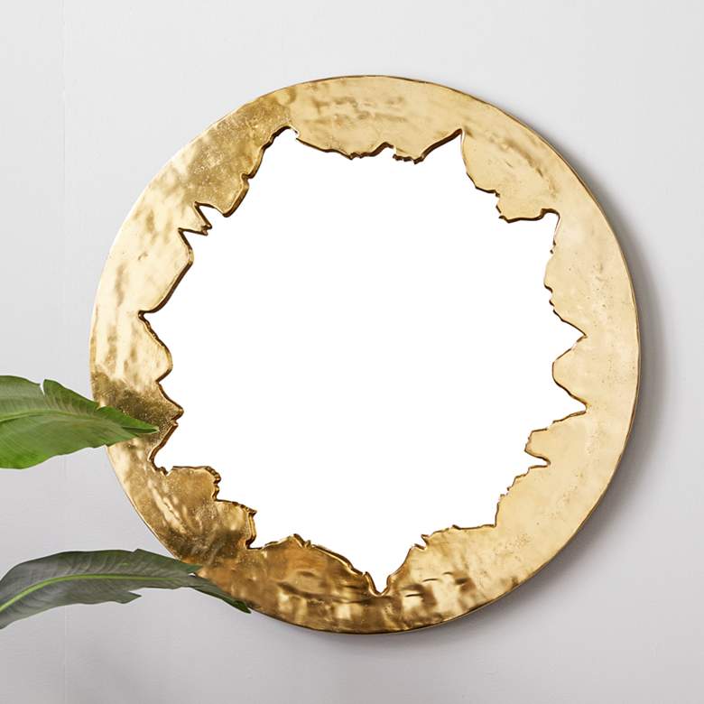 Image 1 Portal Shiny Gold 40 inch Round Decorative Wall Mirror