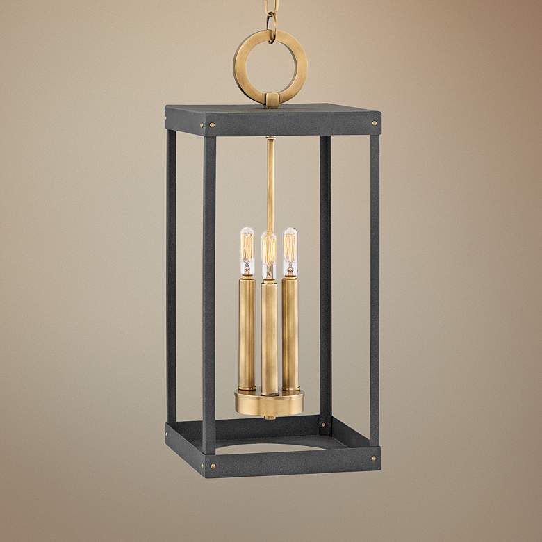 Image 1 Porter 9"W Heritage Brass w/ Aged Zinc 3-Light Mini Pendant