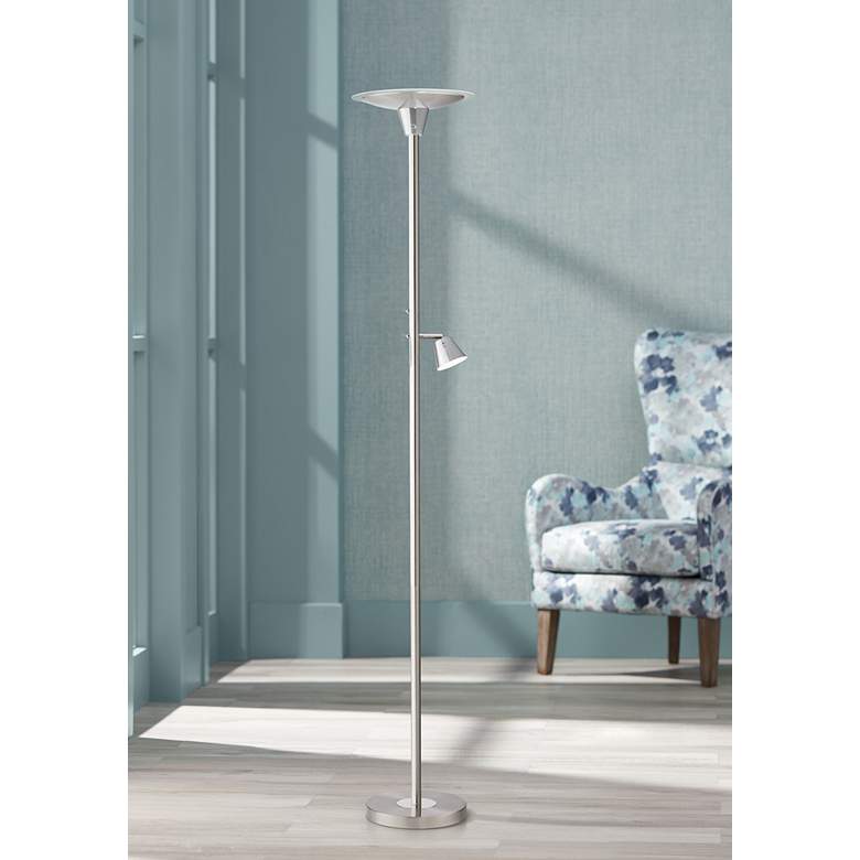 Image 1 Porter Brushed Steel LED Reading and Floor Lamp