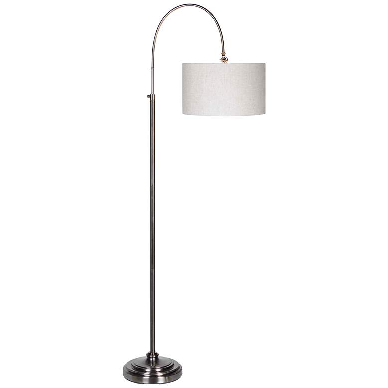 Image 2 Porter Plated Pewter Adjustable Height Arc Floor Lamp