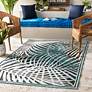 Portera PRT-1062 5&#39;x7&#39;6" Teal and Ivory Outdoor Area Rug