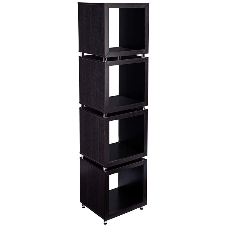 Image 2 Portgren 79" High Modern Dark Espresso Wood 4-Shelf Bookcase