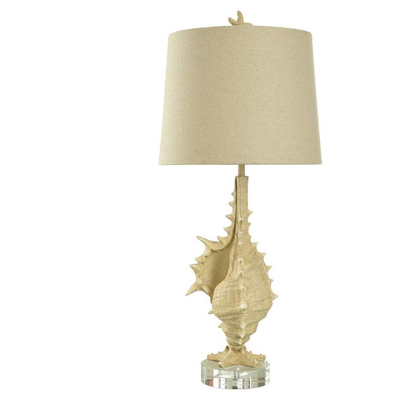 Image 1 Porthaven 34 inch High Tan Conch Coastal Table Lamp