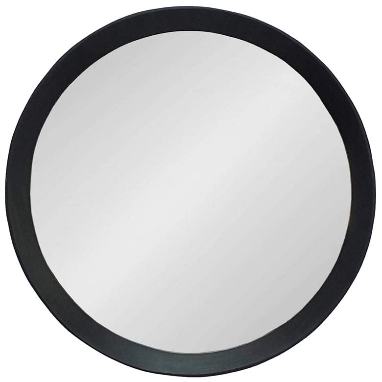 Image 1 Porthole 19.8" Round Black Mango Wood Wall Mirror