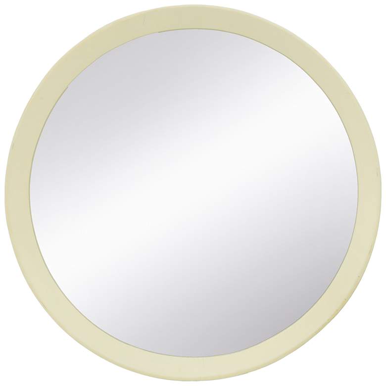 Image 1 Porthole 19.8" x 19.8" Cream Mango Wood Wall Mirror