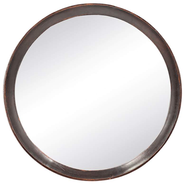 Image 1 Porthole 19.8" x 19.8" Dark Brown Mango Wood Wall Mirror