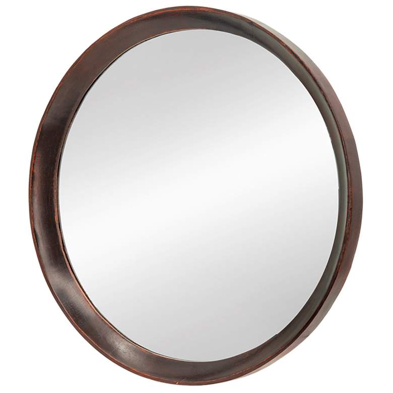 Image 2 Porthole 19.8" x 19.8" Dark Brown Mango Wood Wall Mirror more views