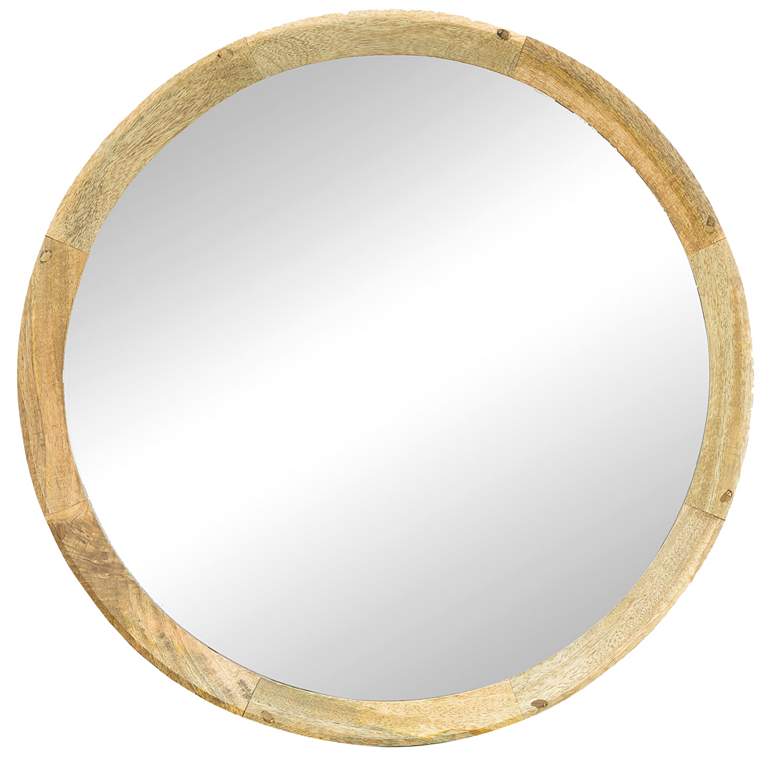 Image 1 Porthole 19.8" x 19.8" Natural Mango Wood Wall Mirror