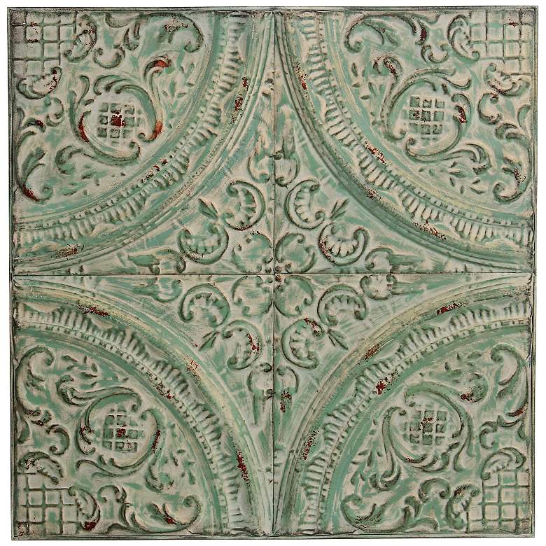 Image 1 Porthos Green 30 1/2 inch Square Tile Plaque Metal Wall Art
