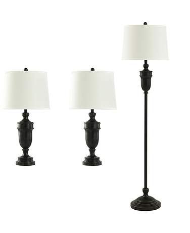 Portia Dark Bronze 3-Piece Floor and Table Lamp Set