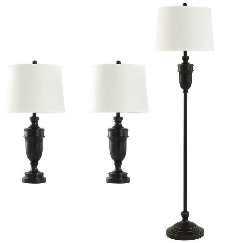 Image 1 Portia Dark Bronze 3-Piece Floor and Table Lamp Set