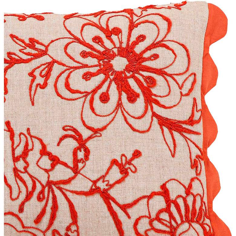 Image 2 Portia Orange Embroidered Floral 20" x 12" Accent Cushion more views