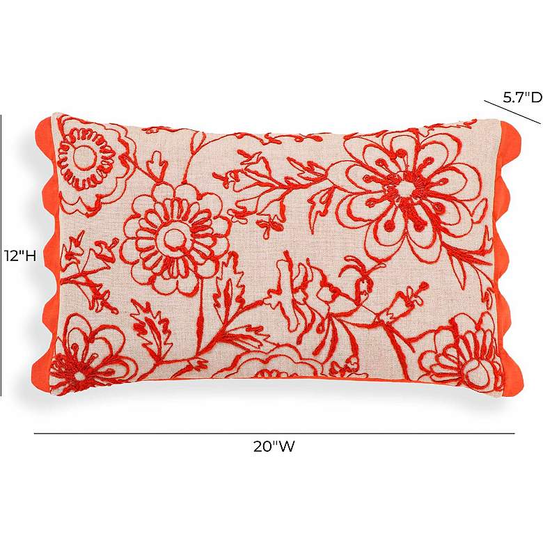 Image 4 Portia Orange Embroidered Floral 20" x 12" Accent Cushion more views