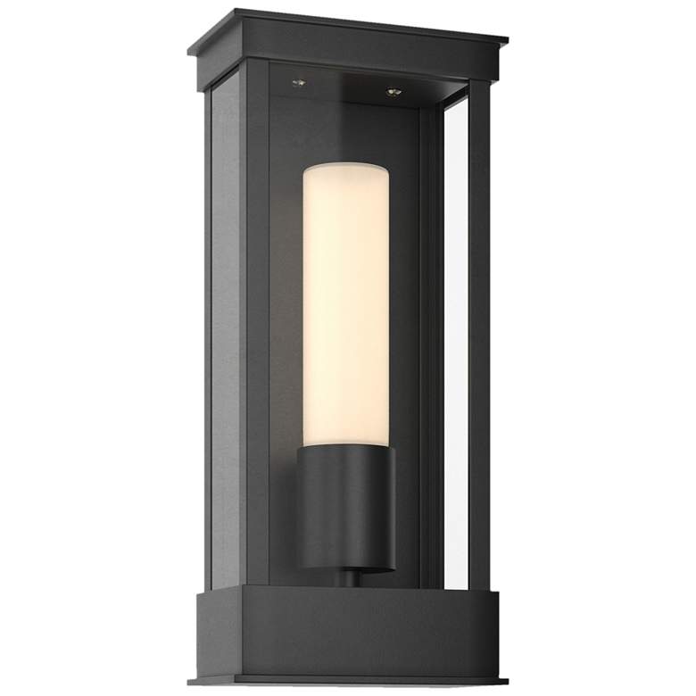 Image 1 Portico 14.8" High Small Coastal Black Outdoor Sconce With Opal Glass 