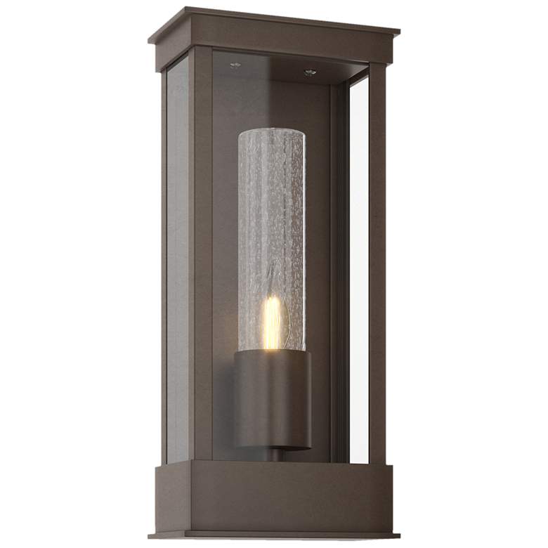 Image 1 Portico 14.8"H Small Bronze Outdoor Sconce w/ Seeded Clear Shade