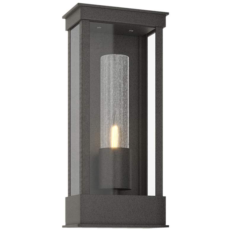 Image 1 Portico 14.8"H Small Natural Iron Outdoor Sconce w/ Seeded Clear Shade