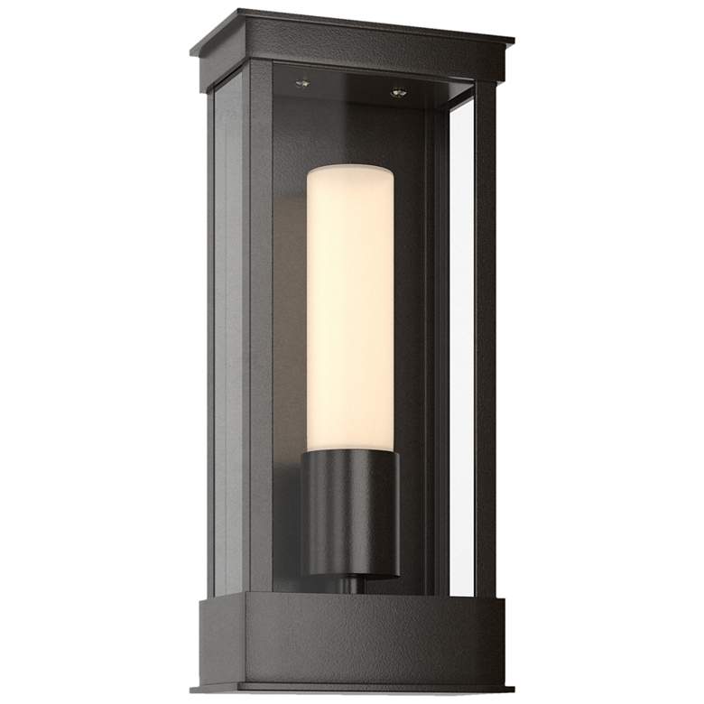 Image 1 Portico 14.8"H Small Oil Rubbed Bronze Outdoor Sconce w/ Opal Shade