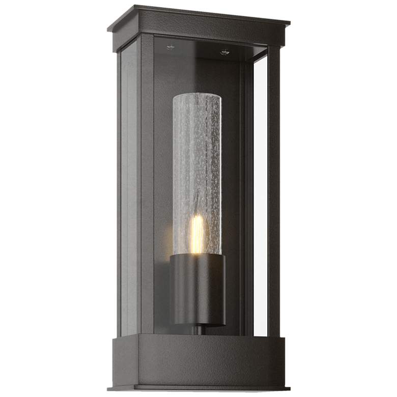 Image 1 Portico 14.8"H Small Oil Rubbed Bronze Outdoor Sconce w/ Seeded Clear