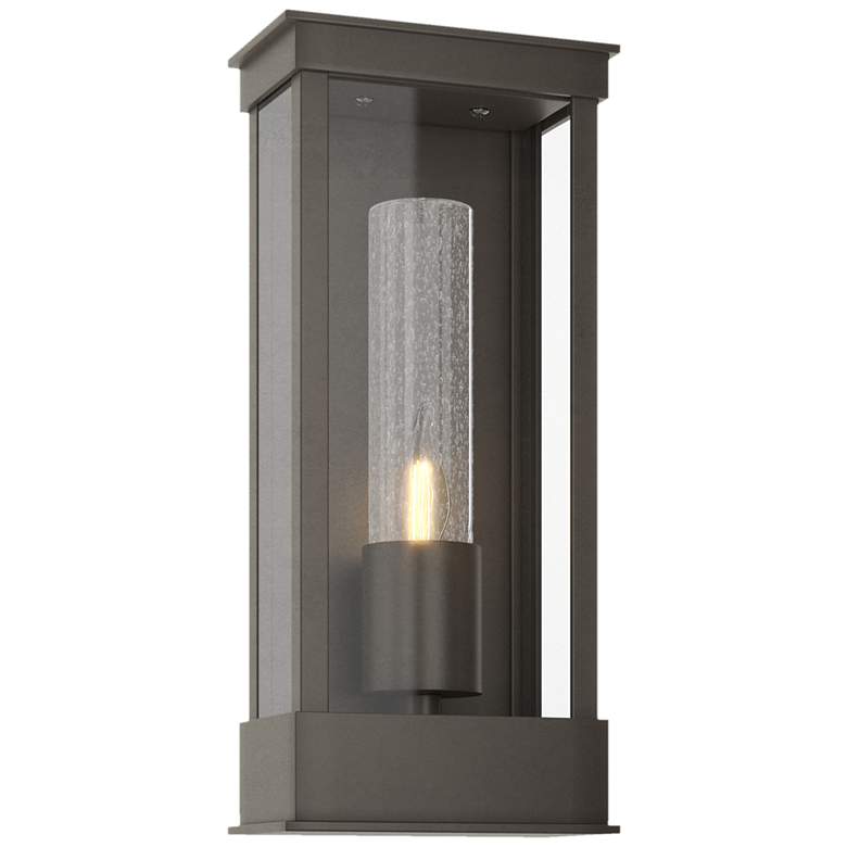 Image 1 Portico 14.8"H Small Smoke Outdoor Sconce w/ Seeded Clear Shade