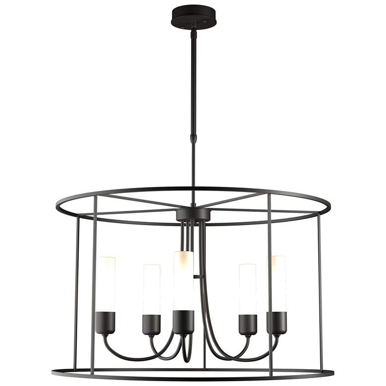 Image 1 Portico 32"W Oil Rubbed Bronze Standard Drum Outdoor Pendant w/ Opal S