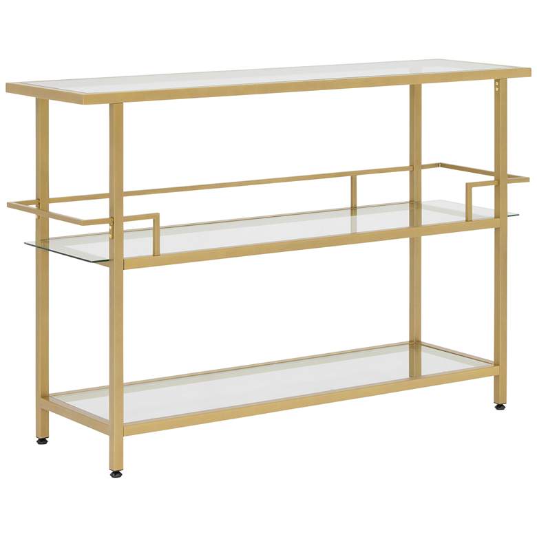 Image 1 Portico 52" Wide Gold Steel and Clear Glass 3-Tier Serving Bar Cart