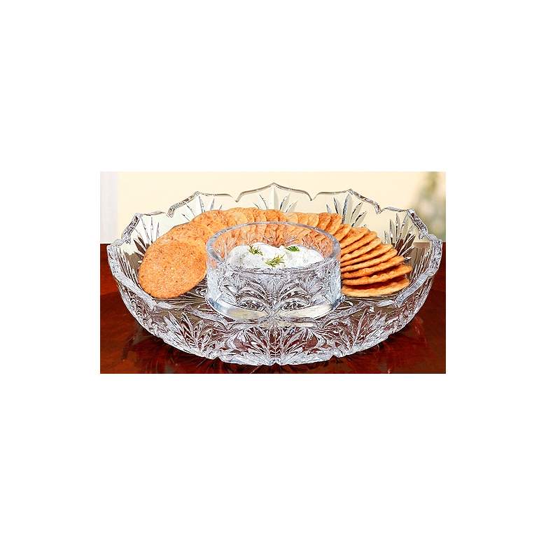 Image 1 Portico 8 inch Wide Crystal Cracker and Condiment Set