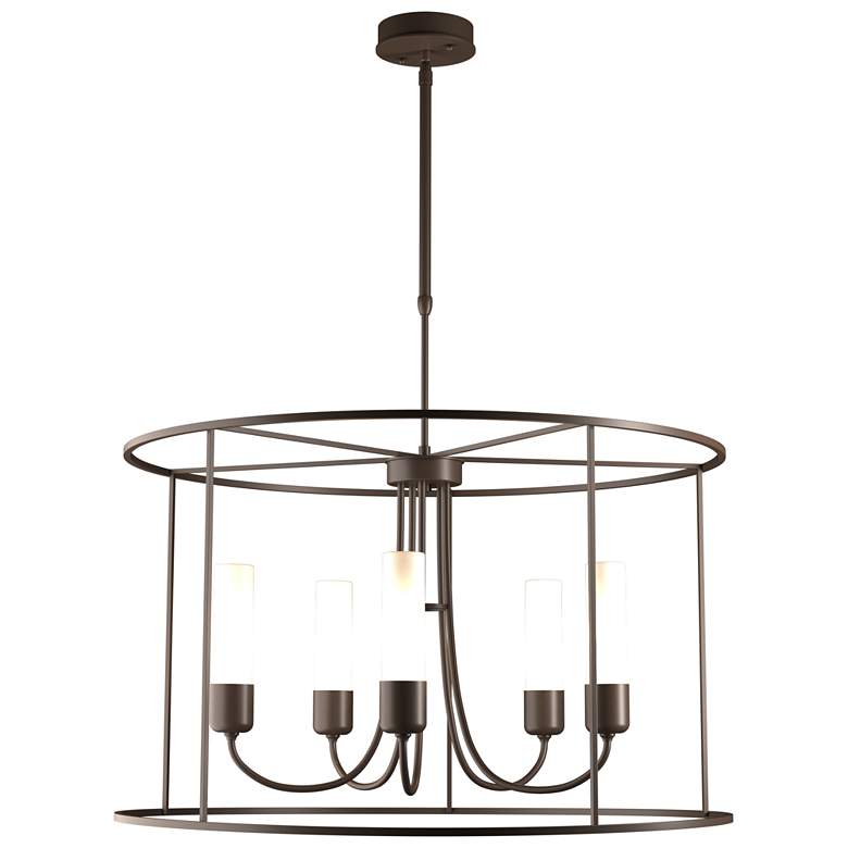 Image 1 Portico Drum Outdoor Pendant - Bronze Finish - Opal Glass - Standard