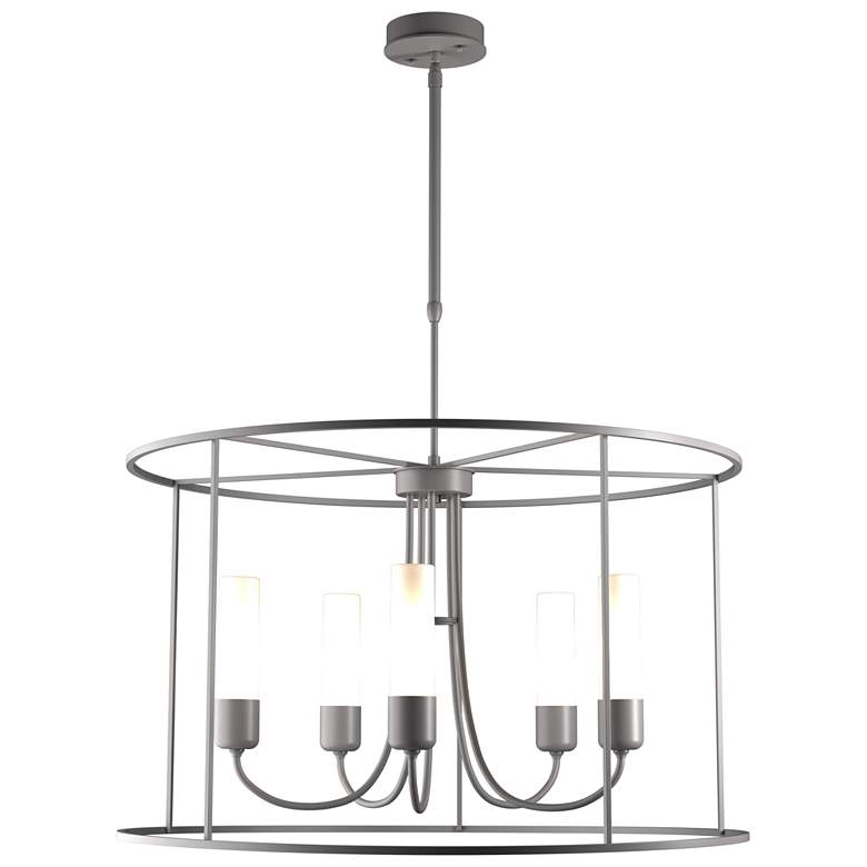Image 1 Portico Drum Outdoor Pendant - Steel Finish - Opal Glass - Standard